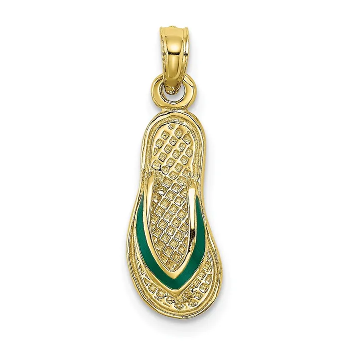 WB Choice Jewelry Charm Necklaces 10K 3D W Green Enamel Single FlipFlop CharmWBC10K6668 WB Choice Jewelry Charm Necklaces 10K 3D W Green Enamel Single FlipFlop CharmWBC10K6668