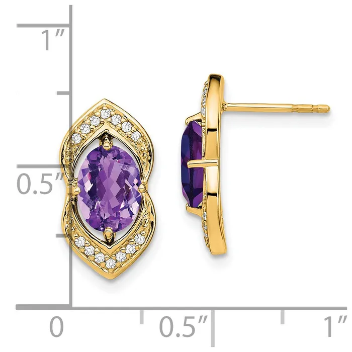 WB Choice Jewelry Earrings 14k Amethyst and Diamond Post EarringsWBCEM7088AM014YA WB Choice Jewelry Earrings 14k Amethyst and Diamond Post EarringsWBCEM7088AM014YA