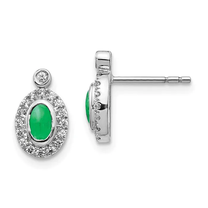 WB Choice Jewelry Earrings 14k White Gold Diamond and Cabochon Emerald EarringsWBCEM4036EM020WA WB Choice Jewelry Earrings 14k White Gold Diamond and Cabochon Emerald EarringsWBCEM4036EM020WA