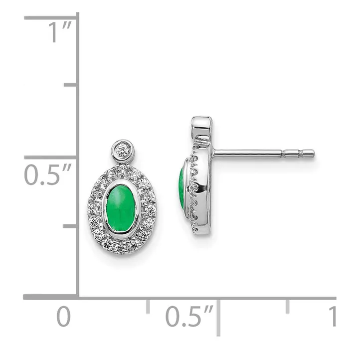 WB Choice Jewelry Earrings 14k White Gold Diamond and Cabochon Emerald EarringsWBCEM4036EM020WA WB Choice Jewelry Earrings 14k White Gold Diamond and Cabochon Emerald EarringsWBCEM4036EM020WA