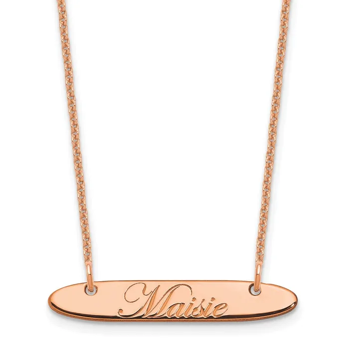 WB Choice Jewelry Necklaces 14K Rose Gold Small Polished Oblong Edwardian Script Bar NecklaceWBCXNA1216R WB Choice Jewelry Necklaces 14K Rose Gold Small Polished Oblong Edwardian Script Bar NecklaceWBCXNA1216R
