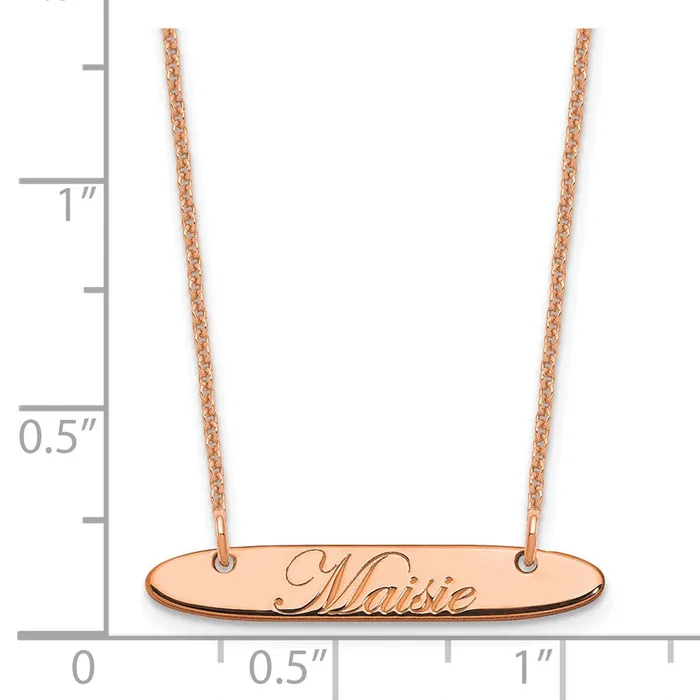 WB Choice Jewelry Necklaces 14K Rose Gold Small Polished Oblong Edwardian Script Bar NecklaceWBCXNA1216R WB Choice Jewelry Necklaces 14K Rose Gold Small Polished Oblong Edwardian Script Bar NecklaceWBCXNA1216R