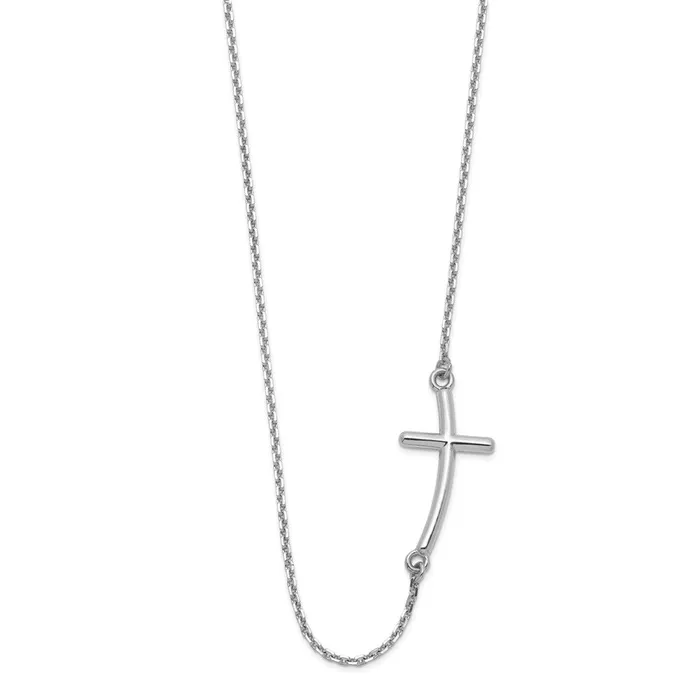 WB Choice Jewelry Necklaces 14k White Gold Large Sideways Curved Cross NecklaceWBCSF208319 WB Choice Jewelry Necklaces 14k White Gold Large Sideways Curved Cross NecklaceWBCSF208319