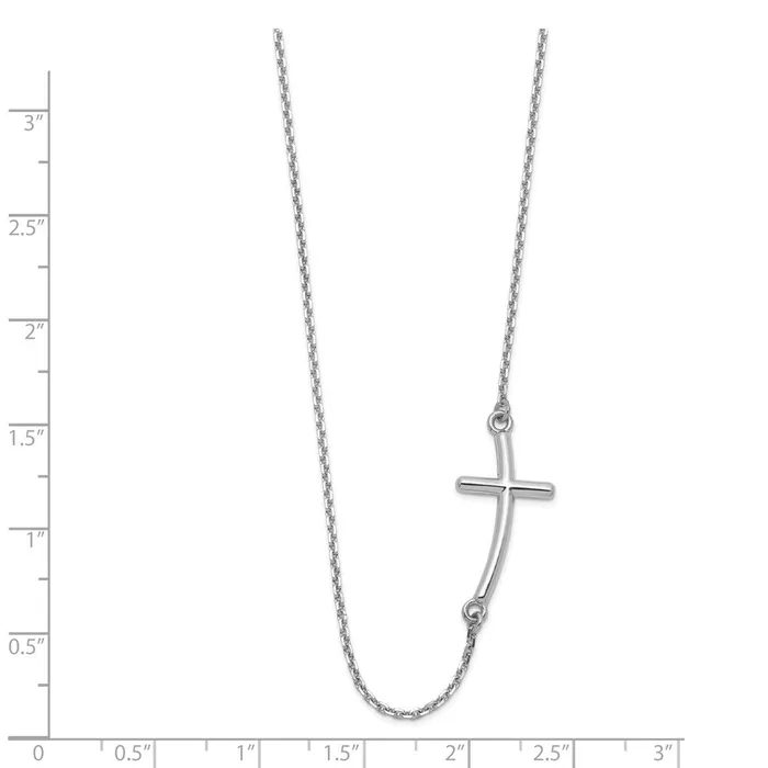 WB Choice Jewelry Necklaces 14k White Gold Large Sideways Curved Cross NecklaceWBCSF208319 WB Choice Jewelry Necklaces 14k White Gold Large Sideways Curved Cross NecklaceWBCSF208319