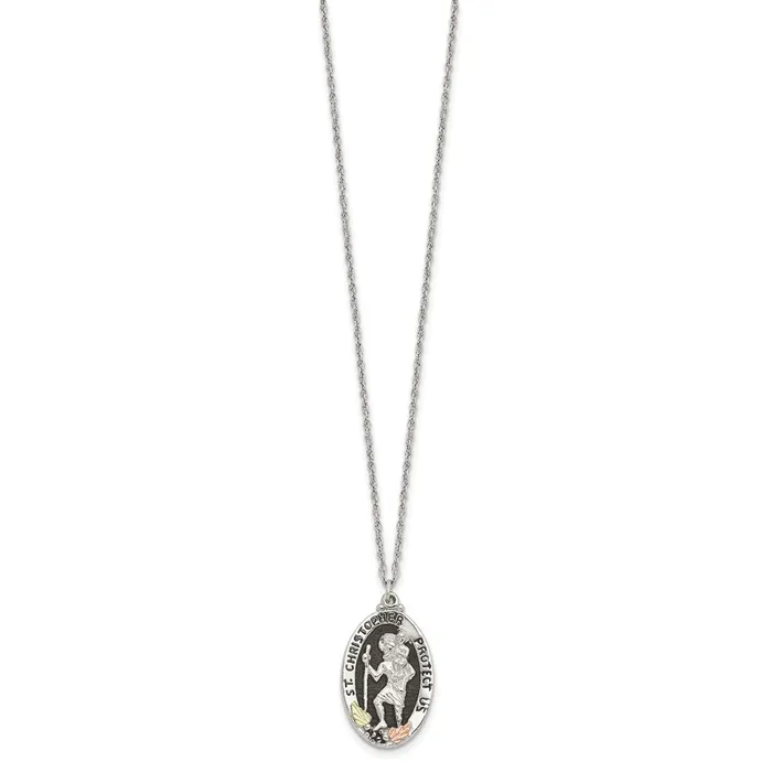 WB Choice Jewelry Necklaces Sterling Silver 12k Accents Antiqued St Christopher NecklaceWBCQBH25218 WB Choice Jewelry Necklaces Sterling Silver 12k Accents Antiqued St Christopher NecklaceWBCQBH25218
