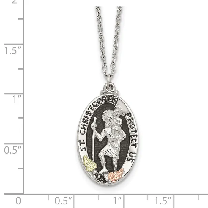WB Choice Jewelry Necklaces Sterling Silver 12k Accents Antiqued St Christopher NecklaceWBCQBH25218 WB Choice Jewelry Necklaces Sterling Silver 12k Accents Antiqued St Christopher NecklaceWBCQBH25218