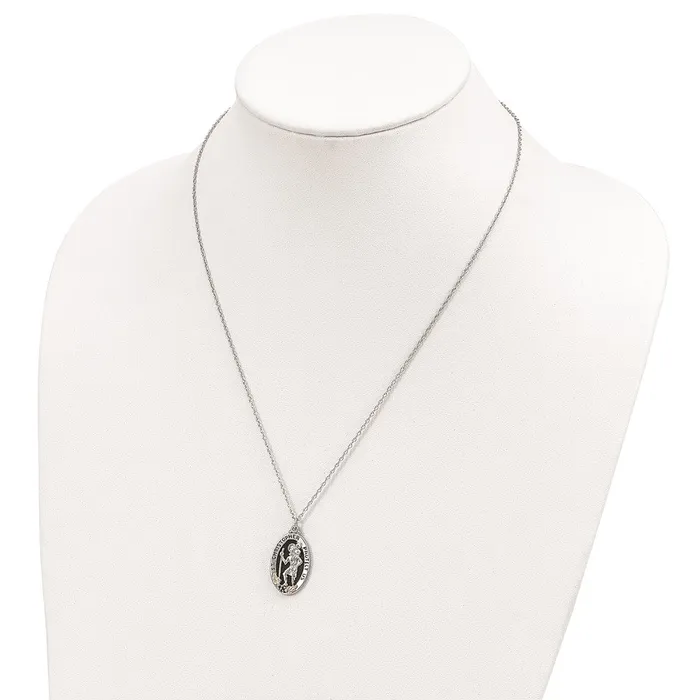 WB Choice Jewelry Necklaces Sterling Silver 12k Accents Antiqued St Christopher NecklaceWBCQBH25218 WB Choice Jewelry Necklaces Sterling Silver 12k Accents Antiqued St Christopher NecklaceWBCQBH25218