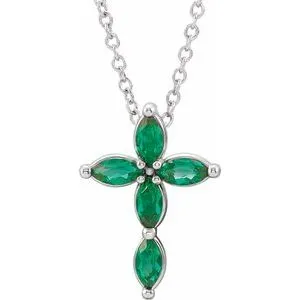 WB Choice Jewelry Platinum Chatham Created Emerald Cross NecklaceR423776108PSTWBC Necklaces WB Choice Jewelry Platinum Chatham Created Emerald Cross NecklaceR423776108PSTWBC Necklaces