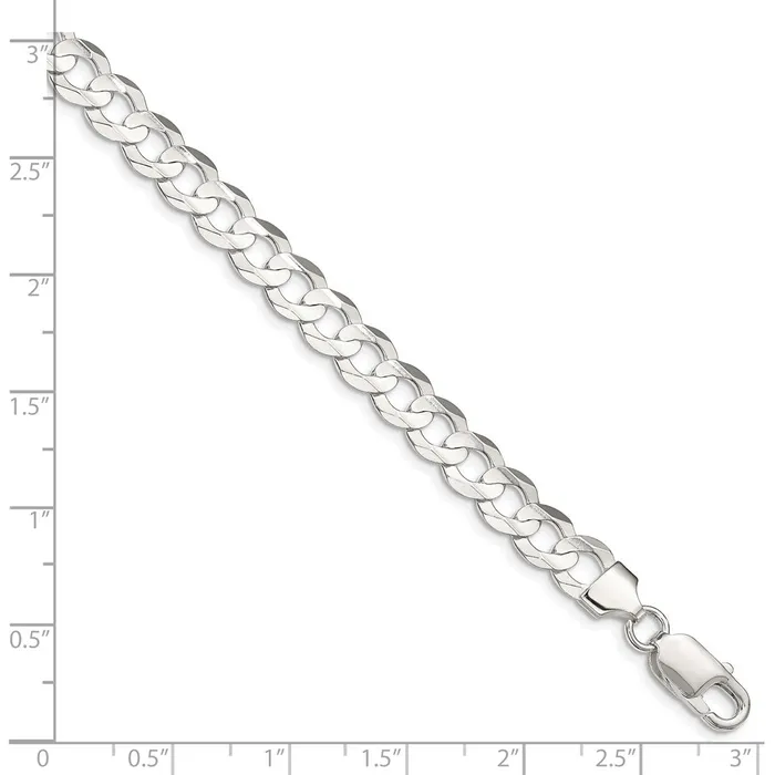 WB Choice Jewelry Rings Sterling Silver 8mm Concave Beveled Curb ChainWBCQCBC20016