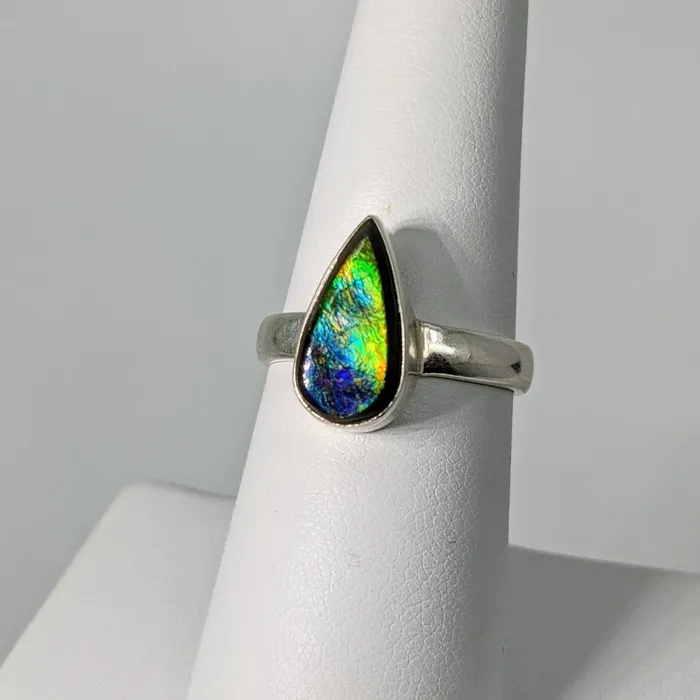 Ammolite Teardrop Sterling Silver Ring Sz 6 25 OFF SALE SK8328 Bliss Crystals Rings Ammolite Teardrop Sterling Silver Ring Sz 6 25 OFF SALE SK8328 Bliss Crystals Rings