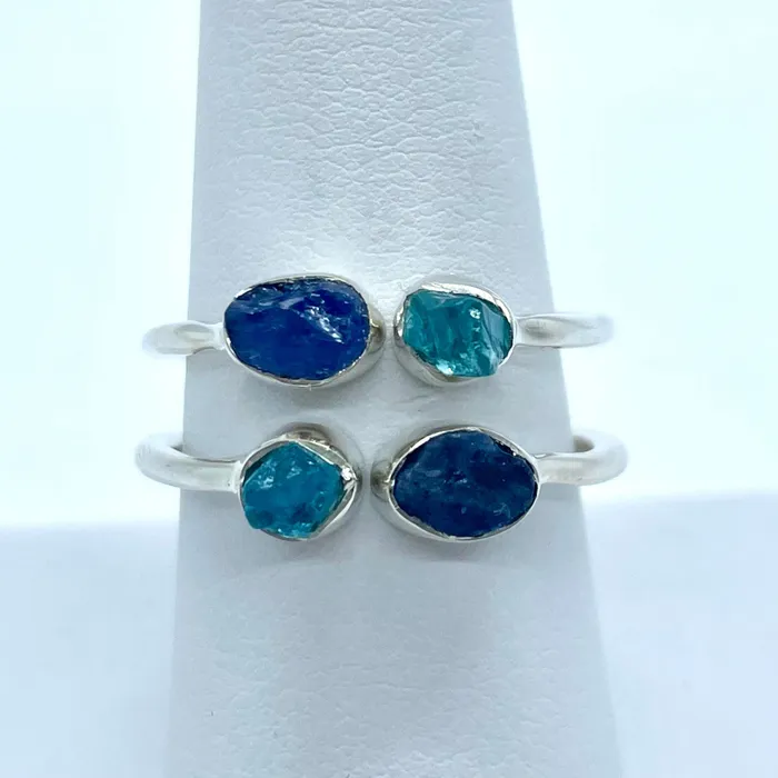 Apatite Blue Sapphire Natural Dainty Adjustable SS Ring J007 Natural Creations Rings Apatite Blue Sapphire Natural Dainty Adjustable SS Ring J007 Natural Creations Rings