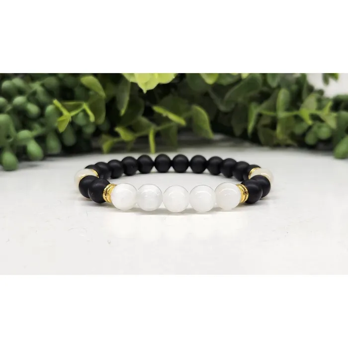Bliss Crystals Bracelets Cleansing Bracelet with Black Obsidian Selenite 8mm Beads 75 Length LV3997 Bliss Crystals Bracelets Cleansing Bracelet with Black Obsidian Selenite 8mm Beads 75 Length LV3997