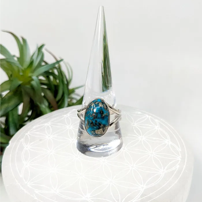 Bliss Crystals Persian Turquoise Sz 1075 Oval SS Ring LV6055 Rings