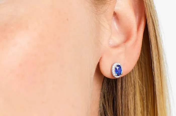Earrings 18kt Gold Oval Blue Sapphires Stud Round Diamonds Albert Hern Earrings Earrings 18kt Gold Oval Blue Sapphires Stud Round Diamonds Albert Hern Earrings