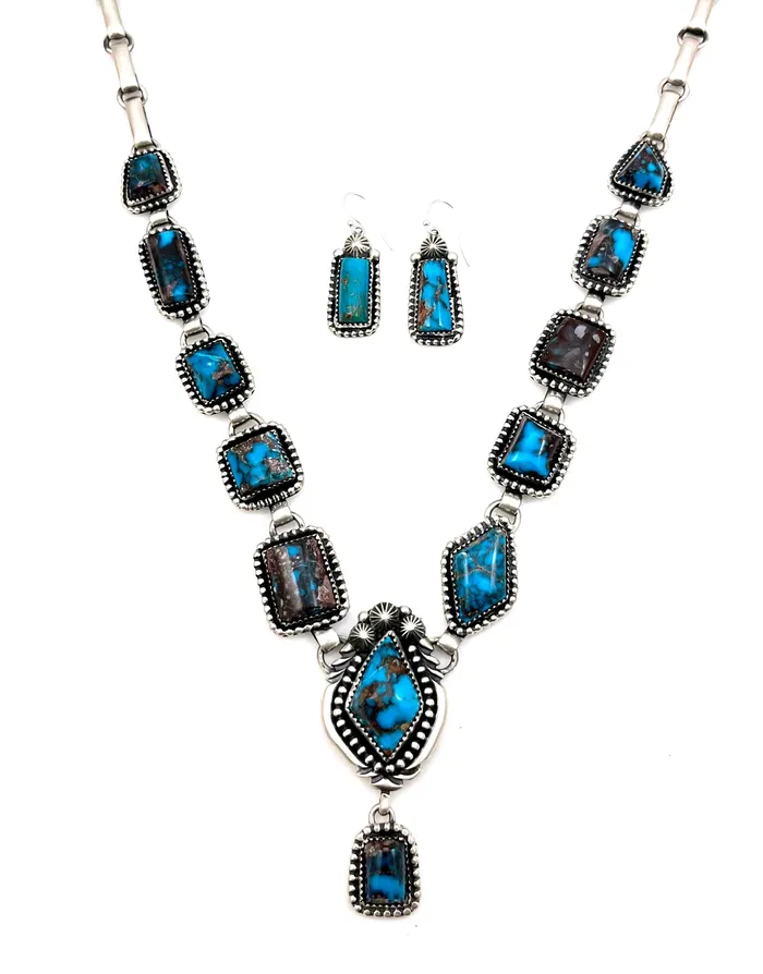 Earrings Jeanette Dale Bisbee Turquoise Necklace and Earrings Set