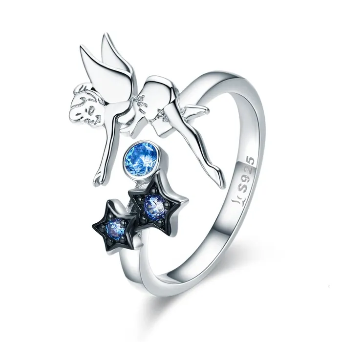 Fairy with Moon Stars Jewelry in Sterling Silver Ring and Necklace AliExpress Rings