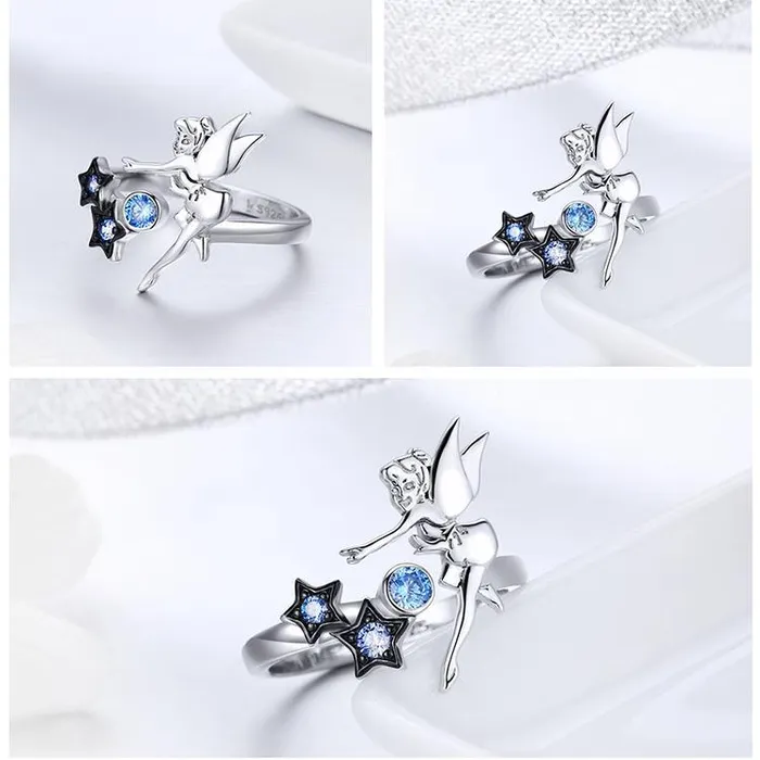 Fairy with Moon Stars Jewelry in Sterling Silver Ring and Necklace AliExpress Rings