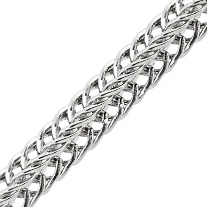 INOX JEWELRY Necklaces Silver Tone Stainless Steel Polished 1mm Square Wheat Chain