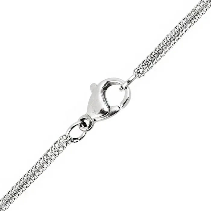 INOX JEWELRY Necklaces Silver Tone Stainless Steel Polished 1mm Square Wheat Chain