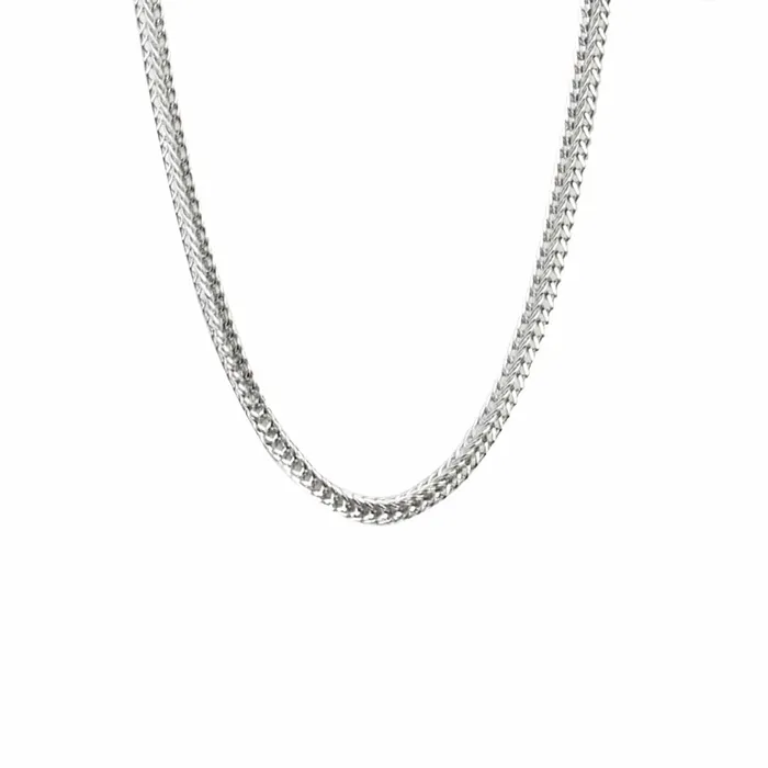 INOX JEWELRY Necklaces Silver Tone Stainless Steel Polished 1mm Square Wheat Chain