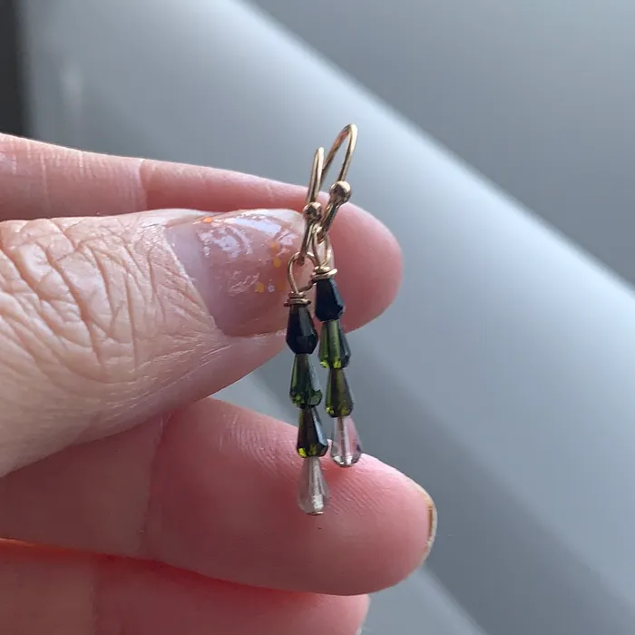 Love Vintage Paris Earrings Green Tourmaline Earrings Gold Filled Handmade