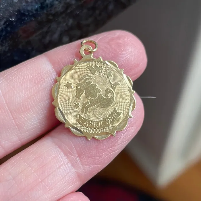 Love Vintage Paris PreStyled Sets Capricorn Medallion Pendant Zodiac 14k Gold Vintage