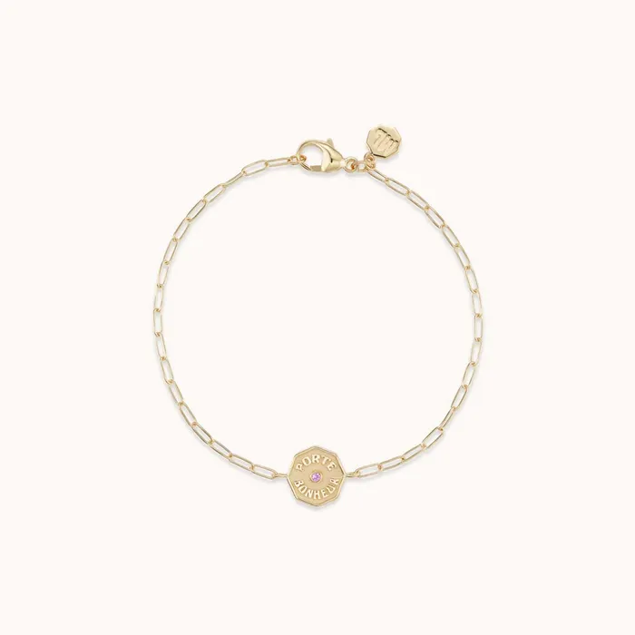 Marlo Laz Bracelets Wee PB Raised Gold Bracelet Pink Sapphire