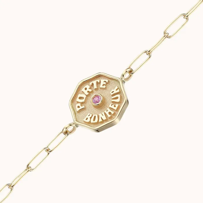 Marlo Laz Bracelets Wee PB Raised Gold Bracelet Pink Sapphire