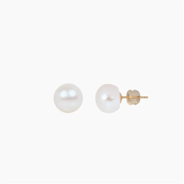 misha hawaii Earrings Large White Pearl Stud Earring