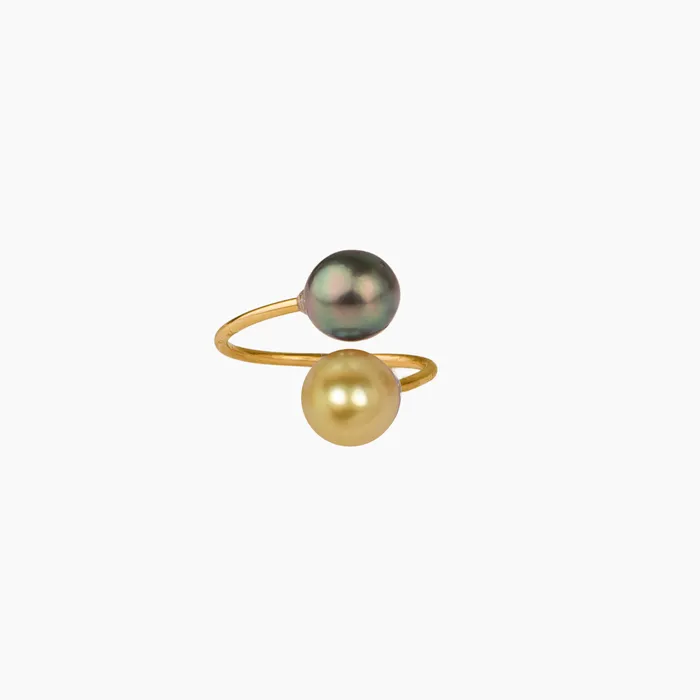 misha hawaii Golden Tahitian Pearl Bypass Ring Rings