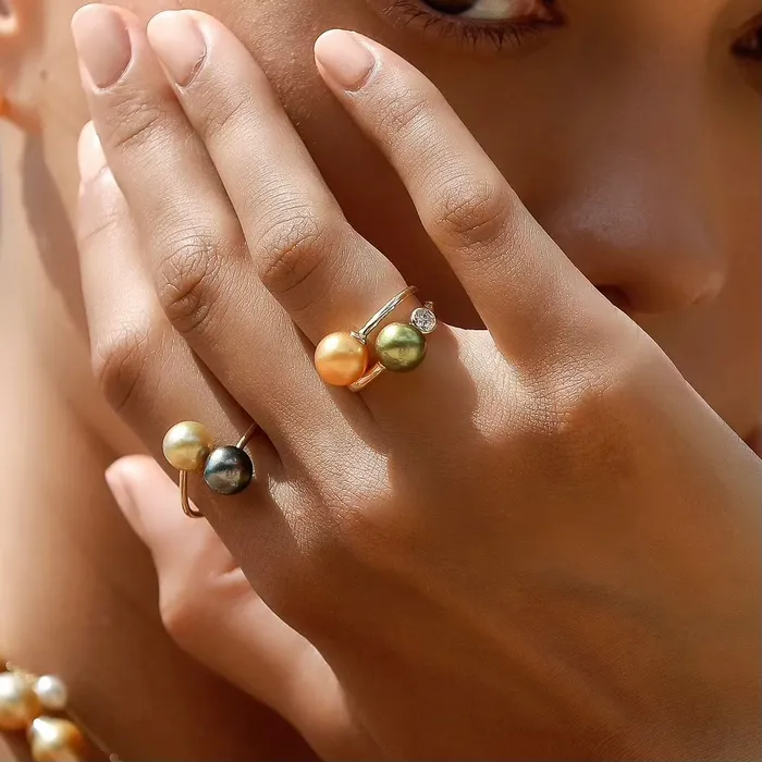 misha hawaii Golden Tahitian Pearl Bypass Ring Rings