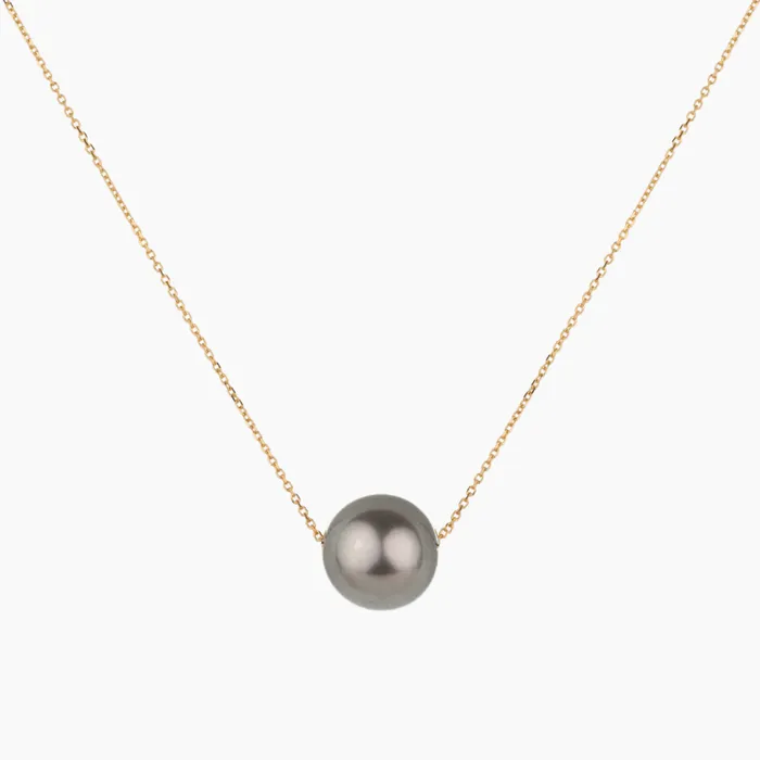Necklaces misha hawaii Floating Silver Tahitian Pearl Necklace 14kt Gold