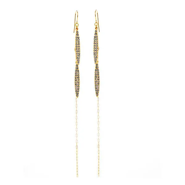 Rebel Designs Inc Earrings Double Crystal Leaf Earrings in Gold Finish
