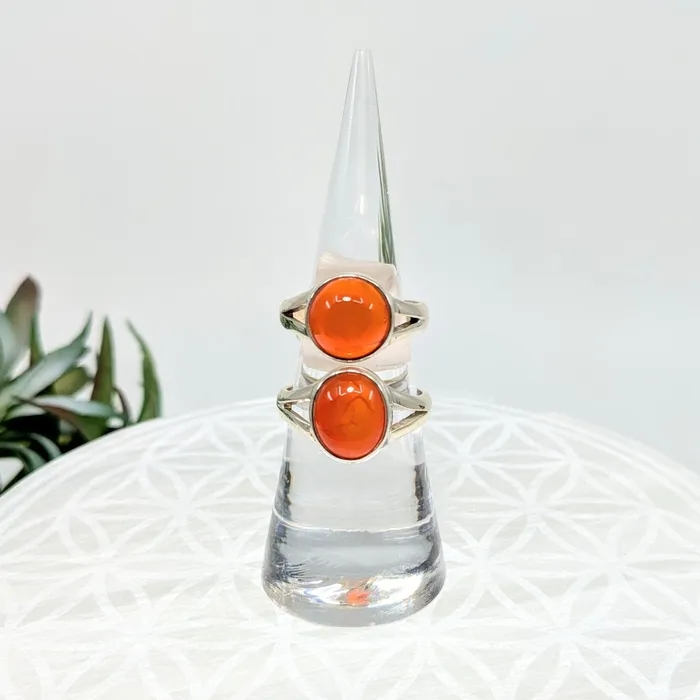 Rings Bliss Crystals Carnelian SS Round Ring LV5967