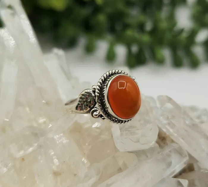 Rings Carnelian SemiPrecious Gemstone Sterling Silver 925 Ring LV4220 Bliss Crystals