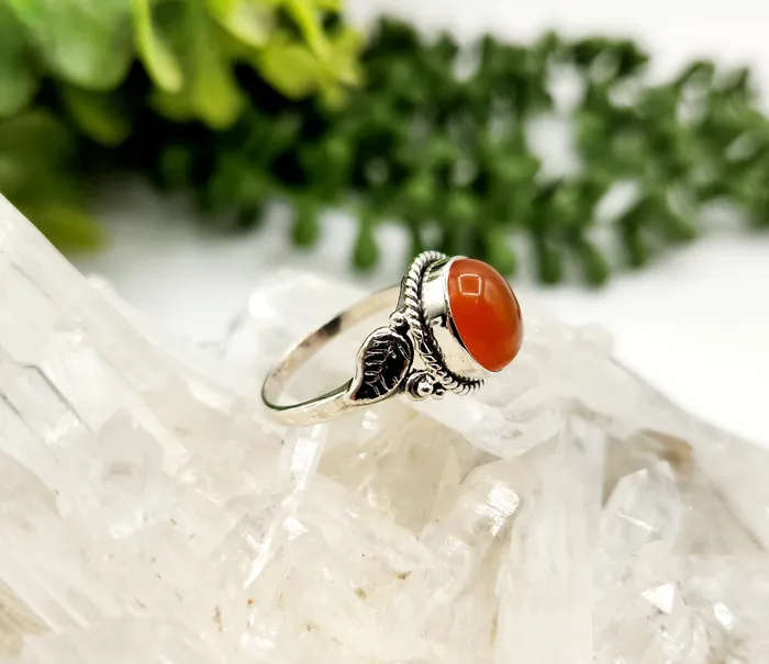 Rings Carnelian SemiPrecious Gemstone Sterling Silver 925 Ring LV4220 Bliss Crystals