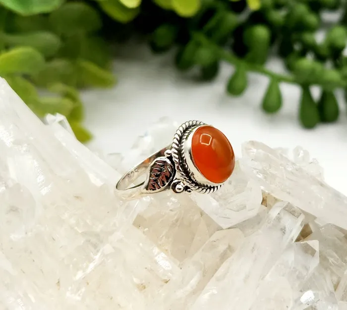 Rings Carnelian SemiPrecious Gemstone Sterling Silver 925 Ring LV4220 Bliss Crystals