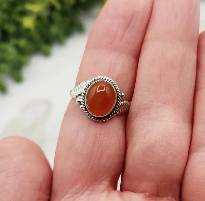 Rings Carnelian SemiPrecious Gemstone Sterling Silver 925 Ring LV4220 Bliss Crystals