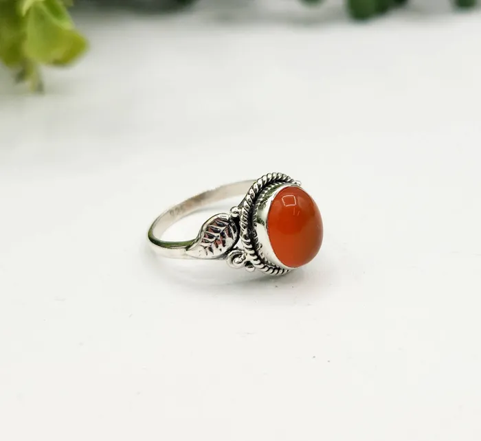 Rings Carnelian SemiPrecious Gemstone Sterling Silver 925 Ring LV4220 Bliss Crystals
