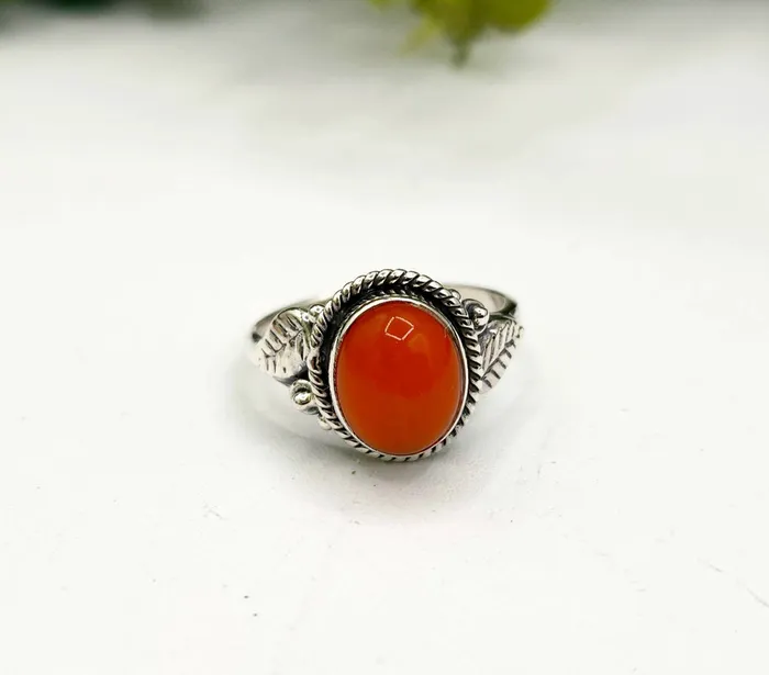 Rings Carnelian SemiPrecious Gemstone Sterling Silver 925 Ring LV4220 Bliss Crystals