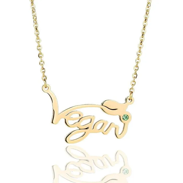 Vegan Stainless Steel Necklace Ring in Silver Gold and Rose Gold Tone Great Gift Great MESSAGE The Pink Pigs Necklaces