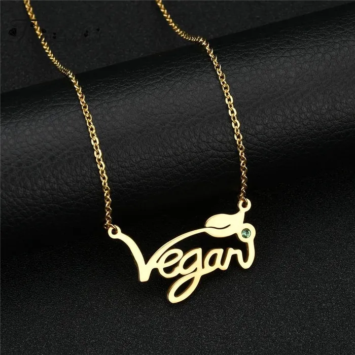Vegan Stainless Steel Necklace Ring in Silver Gold and Rose Gold Tone Great Gift Great MESSAGE The Pink Pigs Necklaces