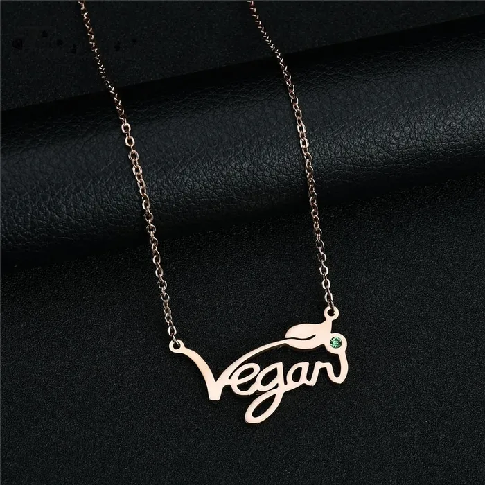 Vegan Stainless Steel Necklace Ring in Silver Gold and Rose Gold Tone Great Gift Great MESSAGE The Pink Pigs Necklaces