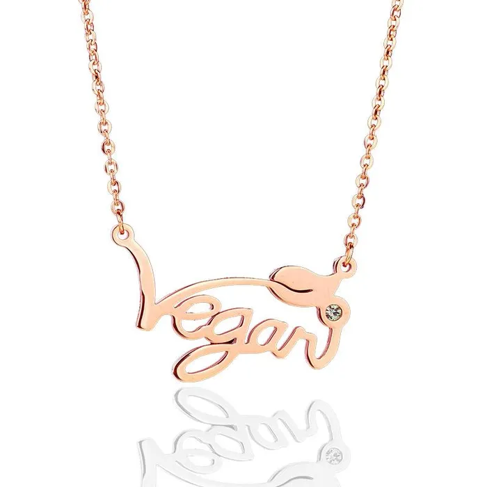 Vegan Stainless Steel Necklace Ring in Silver Gold and Rose Gold Tone Great Gift Great MESSAGE The Pink Pigs Necklaces