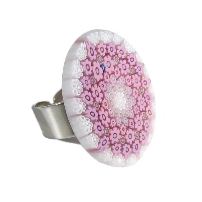 VN Murrine Rings Murano glass Millefiori oval ring set in 925 sterling silver 25 x 30 mm VN Murrine Rings Murano glass Millefiori oval ring set in 925 sterling silver 25 x 30 mm