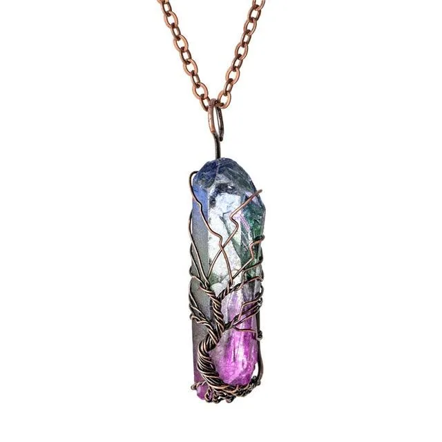 Wild Color Necklaces Tree of Life Crystal Stone Necklace