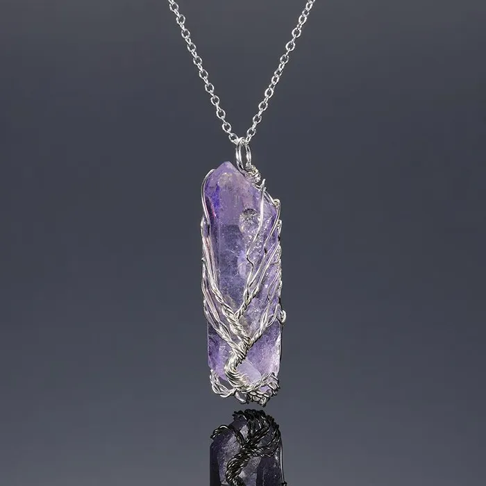Wild Color Necklaces Tree of Life Crystal Stone Necklace