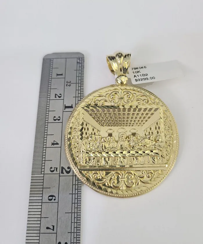 10k Solid Rope Chain Last Supper Charm Set 4mm 2028 Necklace Gold Yellow Gold and Diamond Necklaces