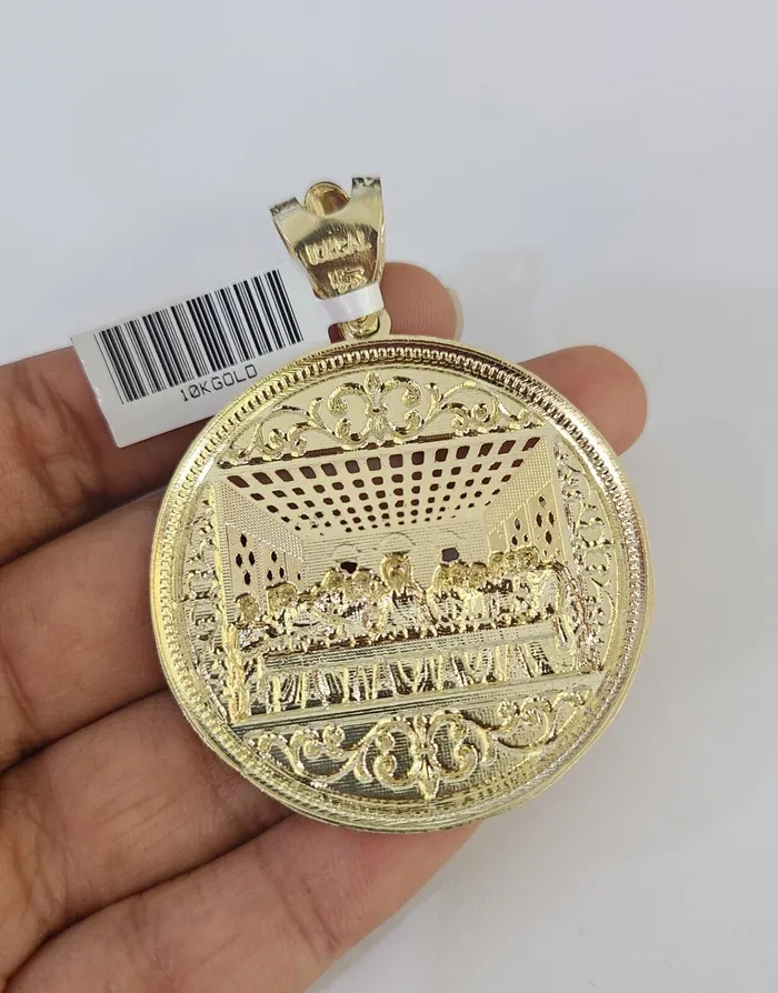 10k Solid Rope Chain Last Supper Charm Set 4mm 2028 Necklace Gold Yellow Gold and Diamond Necklaces