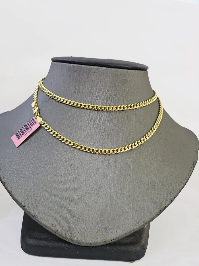 14k Gold Miami Cuban Link Chain Necklace 4mm 18 box Lock REAL 14kt Yellow Gold Gold and Diamond Necklaces